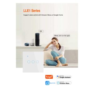 Larkkey LLE1 — întrerupătoare tactile din sticlă, Wi-Fi / Zigbee — Fotografie originală din catalogul Larkkey.