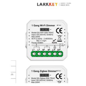 Larkkey QQ-SM1 — module dimmer TRIAC și 0–10 V — Fotografie originală din catalogul Larkkey.