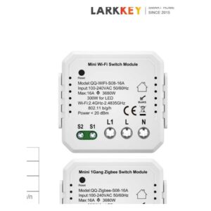 Larkkey QQ-SM1 — module releu în doză Wi-Fi / Zigbee — Fotografie originală din catalogul Larkkey.